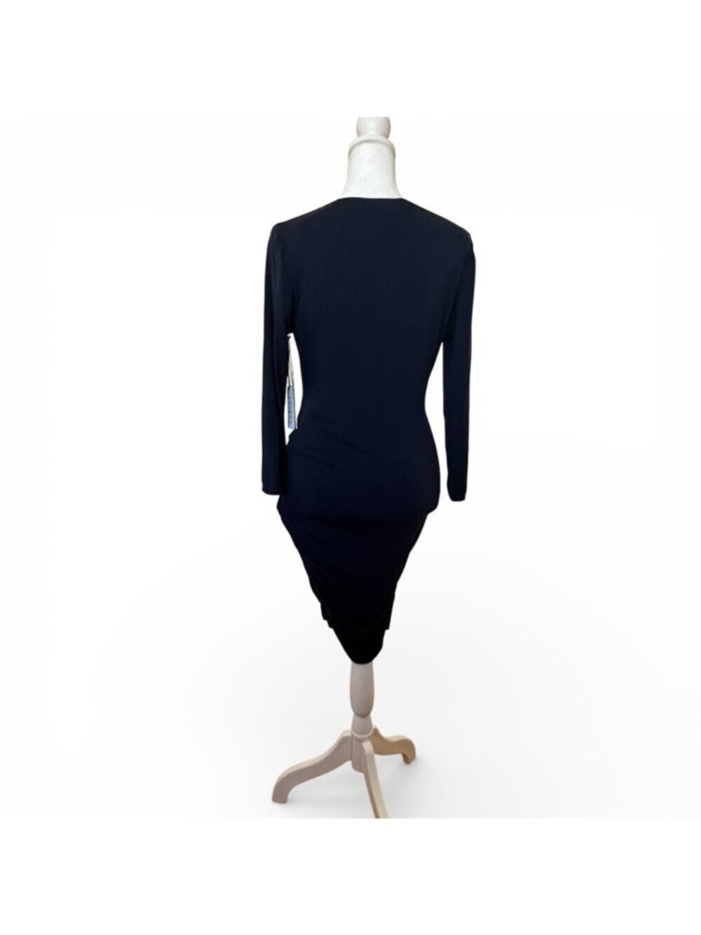 NWT Velvet Navy Faux Wrap Midi Dress M Ruched Modest Special Occasion Classic - Picture 3 of 11
